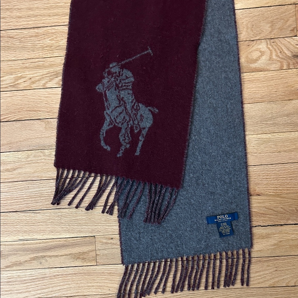 Polo by Ralph Lauren Men's Burgundy and Gray Scarf